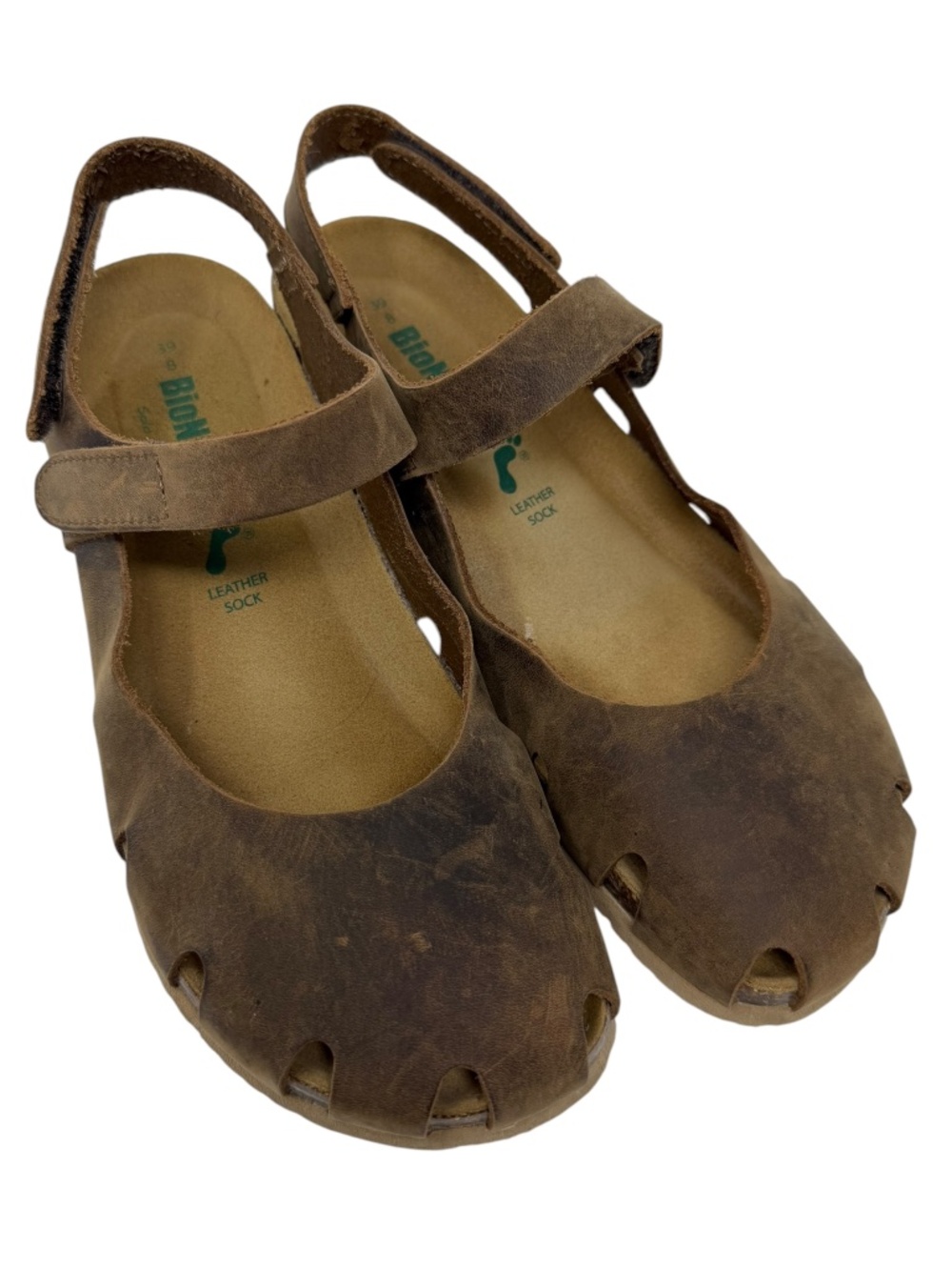 Bionatura Solo Leather Cork Mary Jane Fisherman Sandals Brown EU 39 US 8